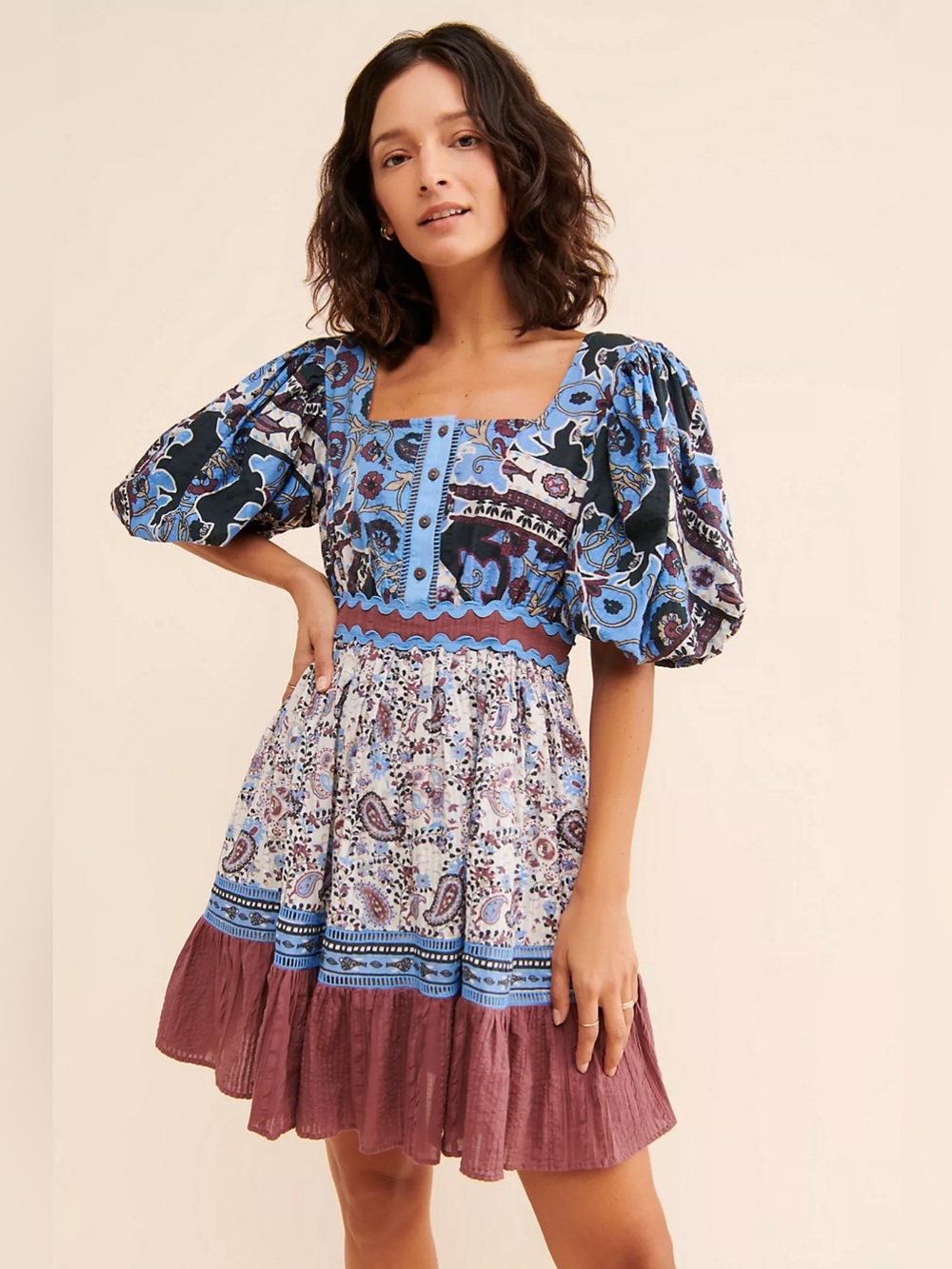 Anthropologie Forever That Girl Mini Square Neck Dress Boho